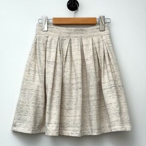 Aritzia Talula Ivory Heathered Pleated Skater Jersey Mini  Skirt XXS